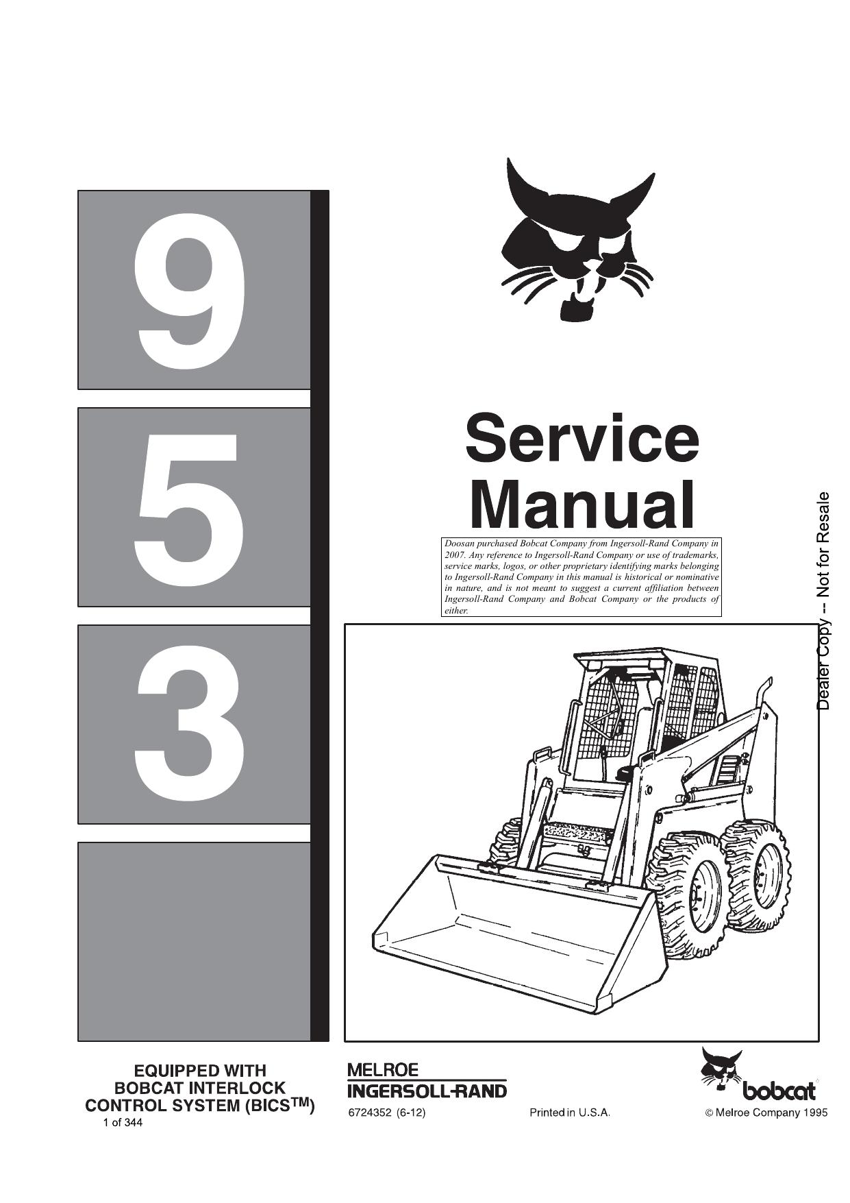 953 Loader Service Manual Bobcat